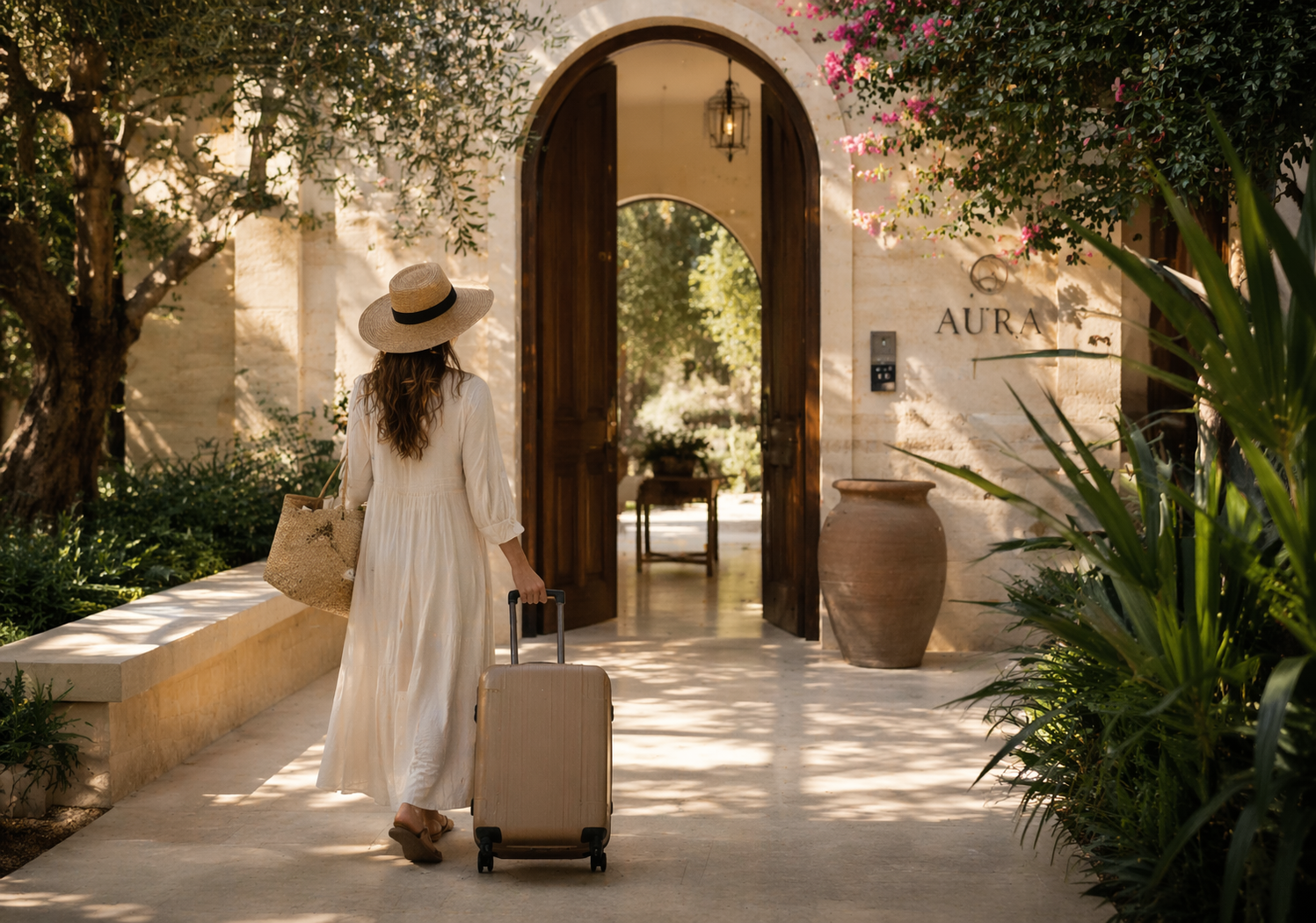 Guest arriving at a luxury villa